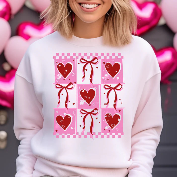Red Hearts and Bows Grid