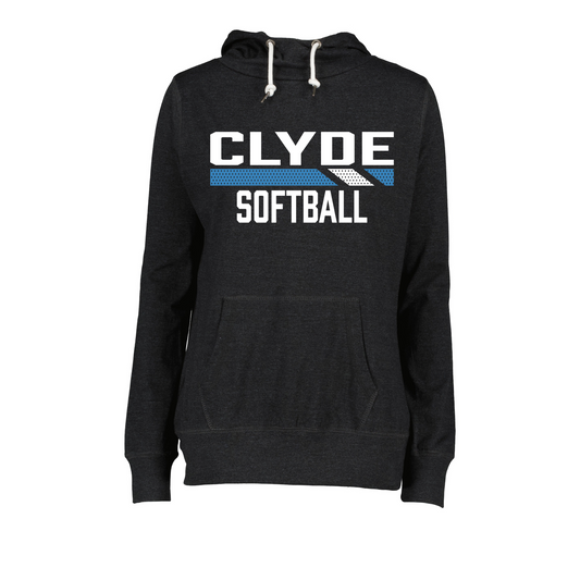 Ladies Long Sleeve Funnel Neck Hooded Tee - Letter C