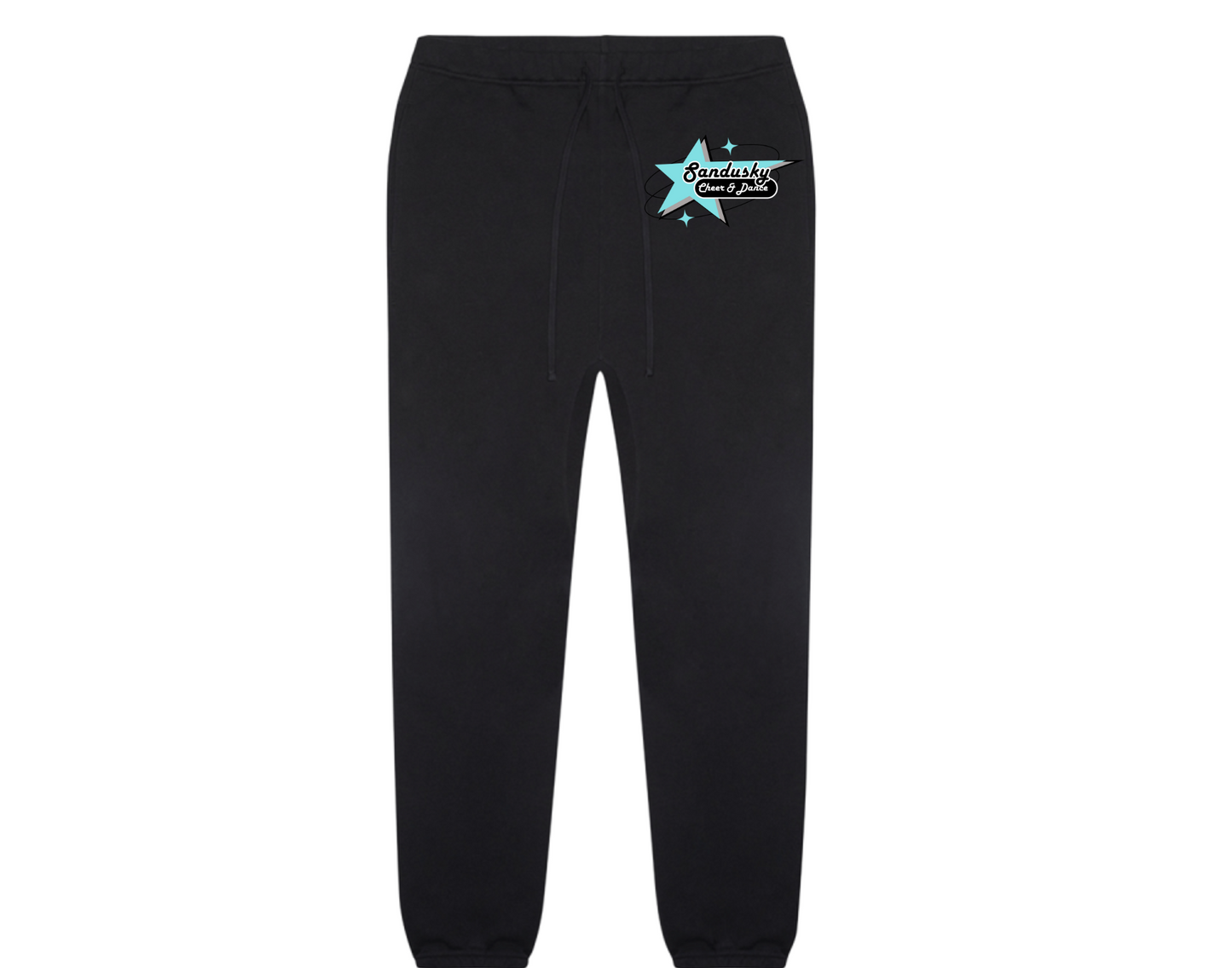 Sandusky Cheer and Dance - BLUE STAR LOGO on BLACK