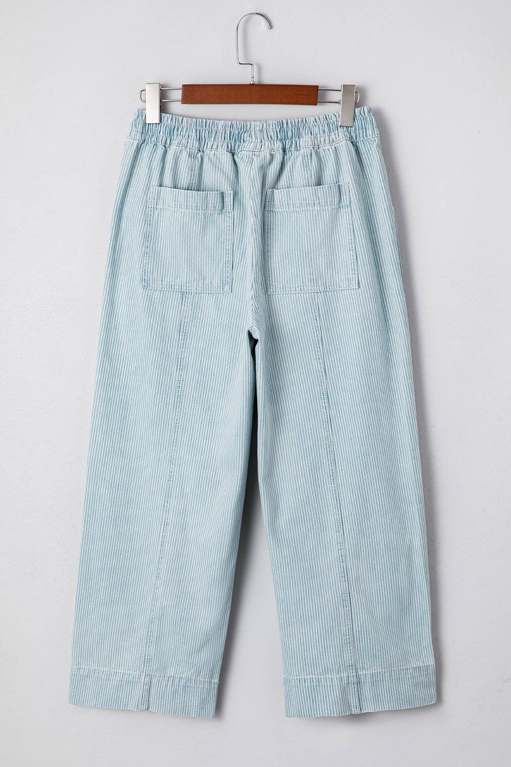 66 Spring 2026 Stripe Mid Rise Drawstring Waist Denim Jeans: Blue / Missy / 8