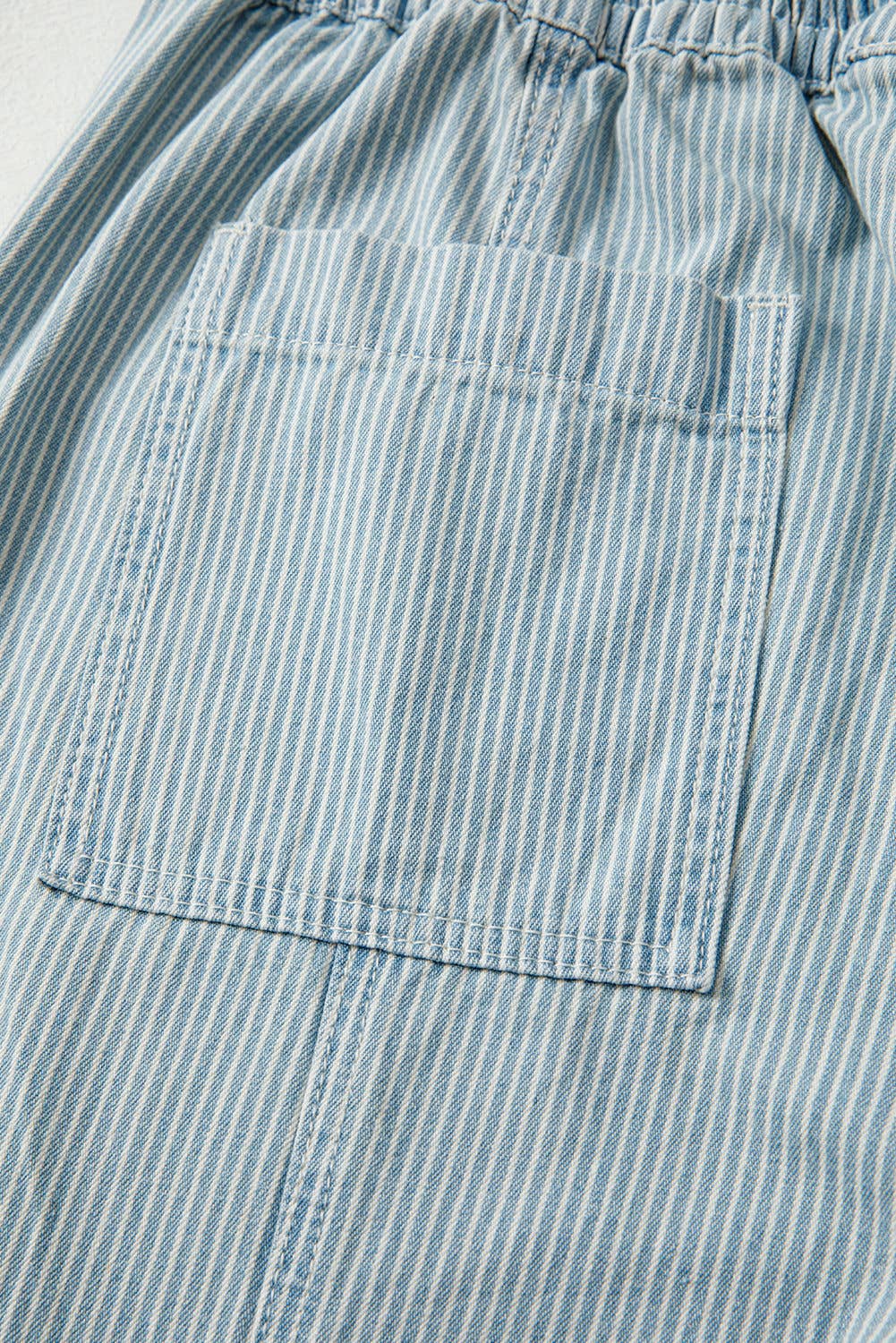 66 Spring 2026 Stripe Mid Rise Drawstring Waist Denim Jeans: Blue / Missy / 8