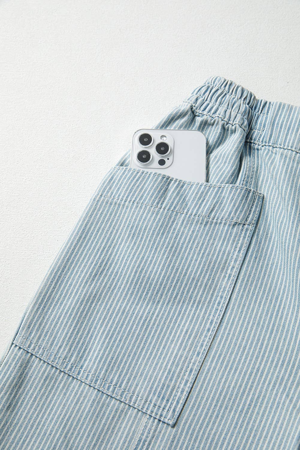 66 Spring 2026 Stripe Mid Rise Drawstring Waist Denim Jeans: Blue / Missy / 6