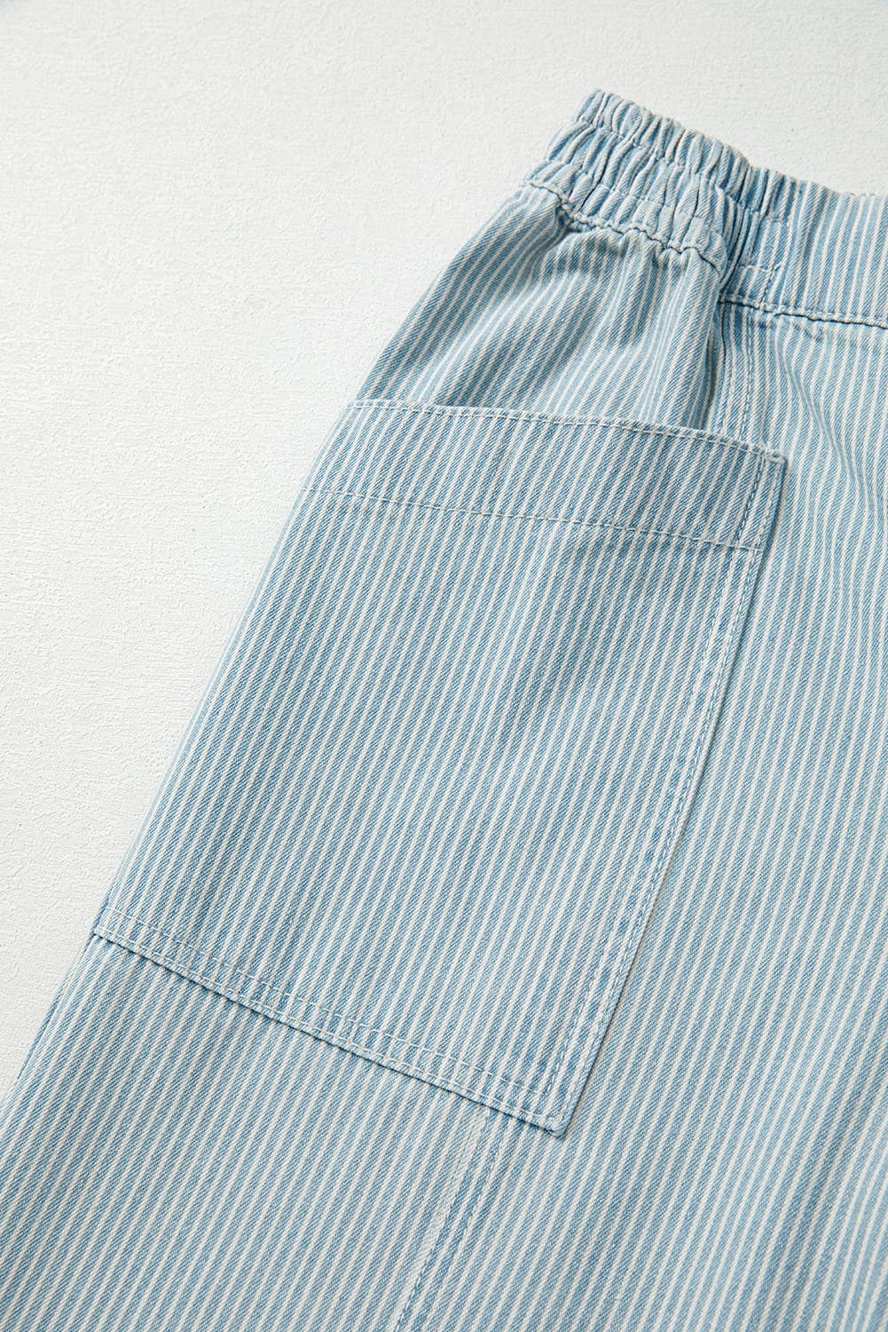 66 Spring 2026 Stripe Mid Rise Drawstring Waist Denim Jeans: Blue / Missy / 4