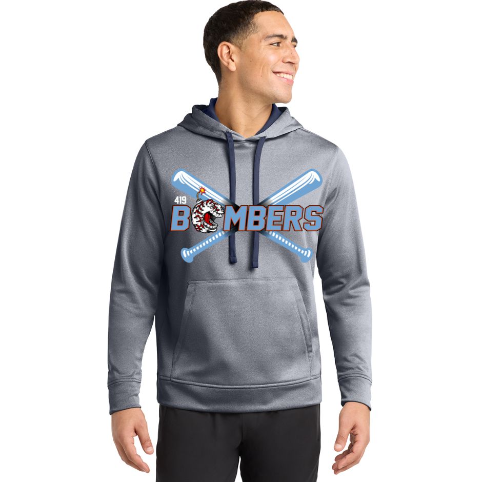 Bombers Hooded Sweatshirt- Sports Tek True Navy Heather