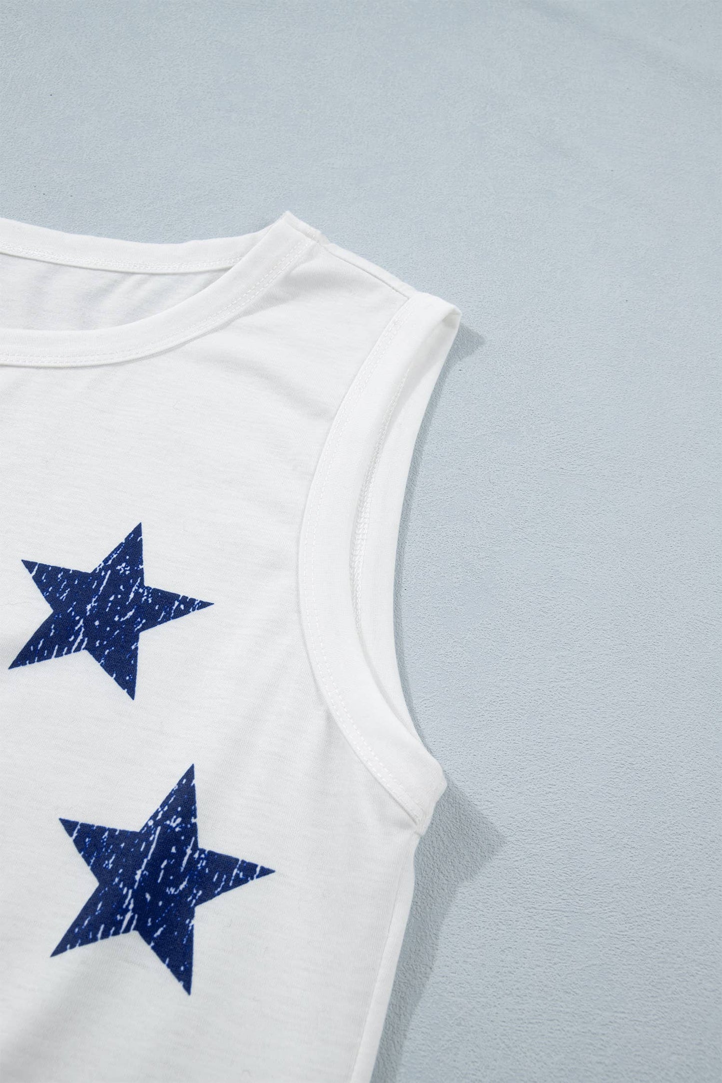 66 Vintage Stars and Stripes Printed Casual Tank Top (S-XL): White / Missy / S