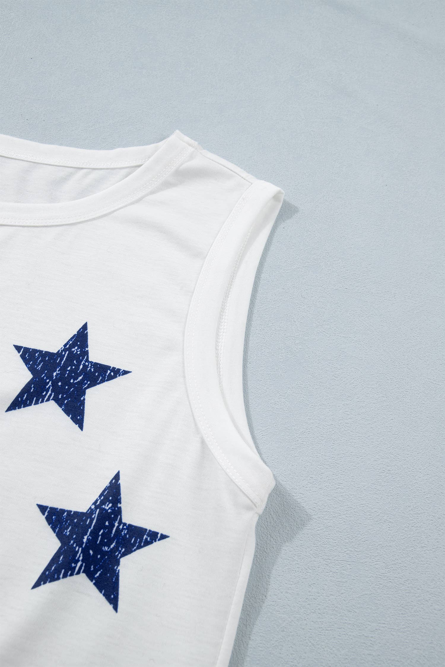66 Vintage Stars and Stripes Printed Casual Tank Top (S-XL): White / Missy / S